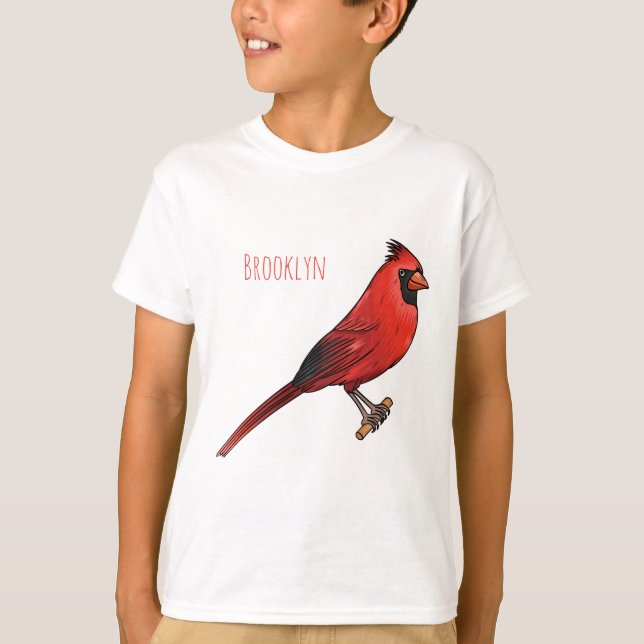 Camiseta Northern cardinal bird cartoon illustration  (Frente)