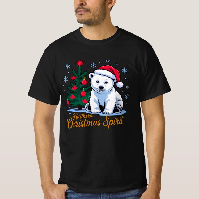 Camiseta Northern Christmas Spirit & Canadian Christmas. (Frente)