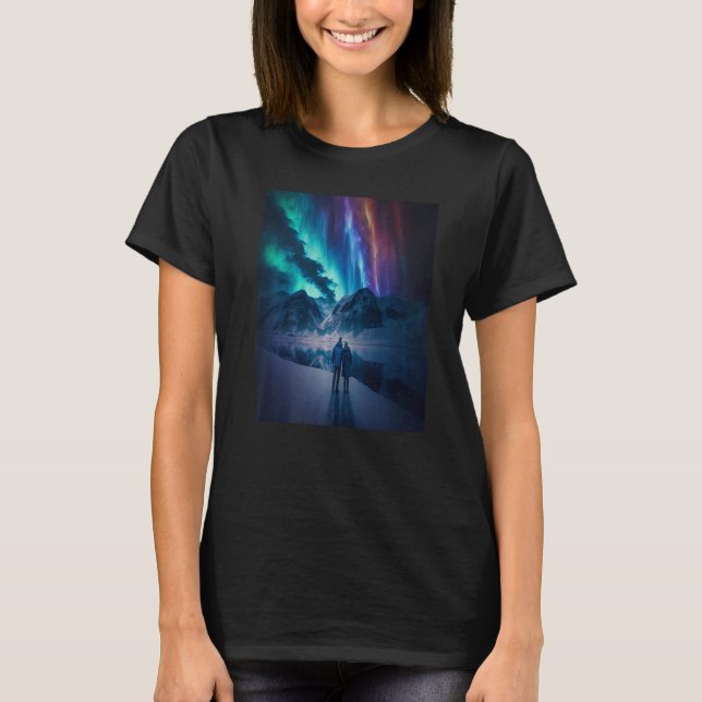 Camiseta Northern Lights - Couple Holding Hands Aurora Bore (Frente)
