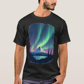 Camiseta Northern Lights Mountain Aurora Borealis