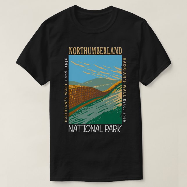Camiseta Northumberland National Park Hadrians Wall Distres (Frente do Design)