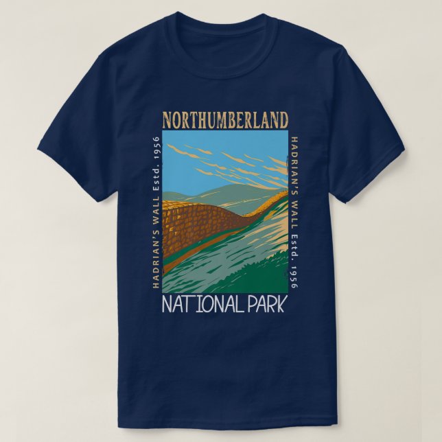 Camiseta Northumberland National Park Hadrians Wall Distres (Frente do Design)