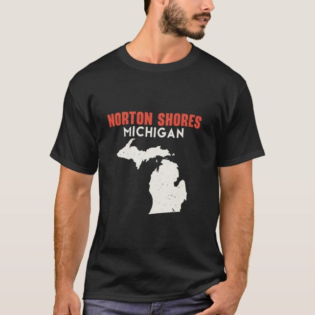 Camiseta Norton Shores Michigan State America Viagem Mi (Frente)