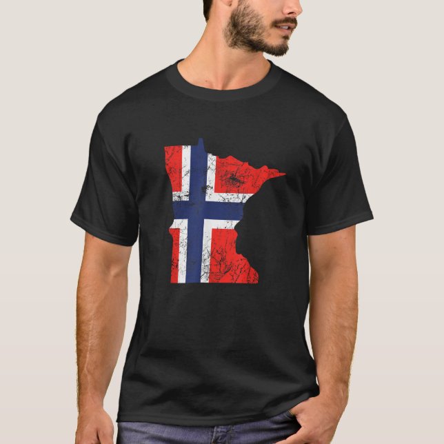 Camiseta Noruega Bandeira Minnesota Imigrante nórdico T (Frente)