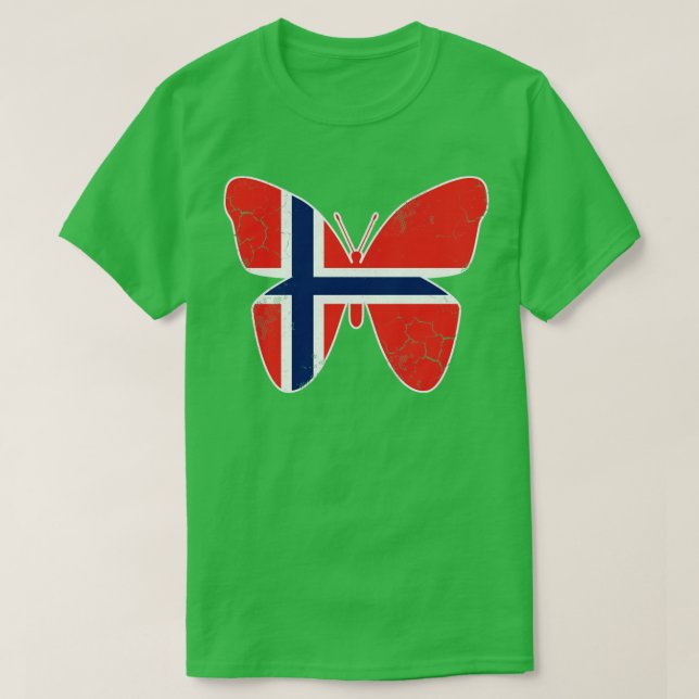 Camiseta Noruega Flag Butterfly Noruega Norge Family (Frente do Design)