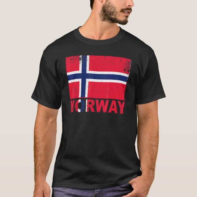 Camiseta Noruega Flag Vintage Scandinavian Source Nationali (Frente)
