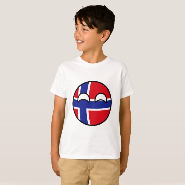 Camiseta Noruega Geeky de tensão engraçada Countryball (Frente Completa)