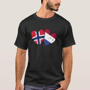 Camiseta Noruega Países Baixos Corações Bandeira Norueguesa