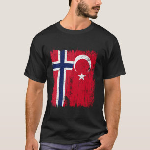 Camiseta Noruega Turquia Meia Bandeira Turquia Norueguês Tu