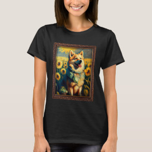 Camiseta Norueguês Buhund Pintura Flor De Girassol Mãe Wom