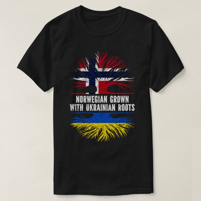 Camiseta Norueguês crescido com bandeira das Raízes Ucrania (Frente do Design)