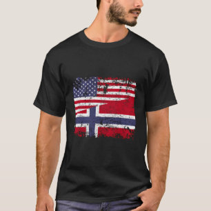 Camiseta Norueguês Raízes Metade Bandeira Americana Usa Ban