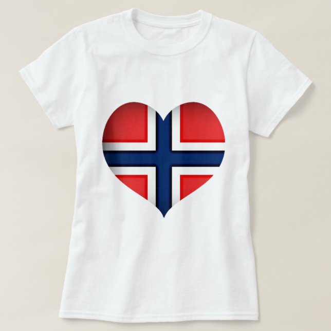 Camiseta Norway Flag Heart (Frente do Design)