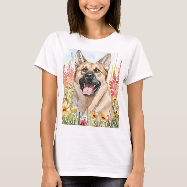 Camiseta Norwegian Elkhound Watercolor Women's T-Shirt (Frente)