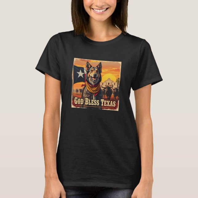 Camiseta Norwegian Lundehund God Bless Texas (Frente)