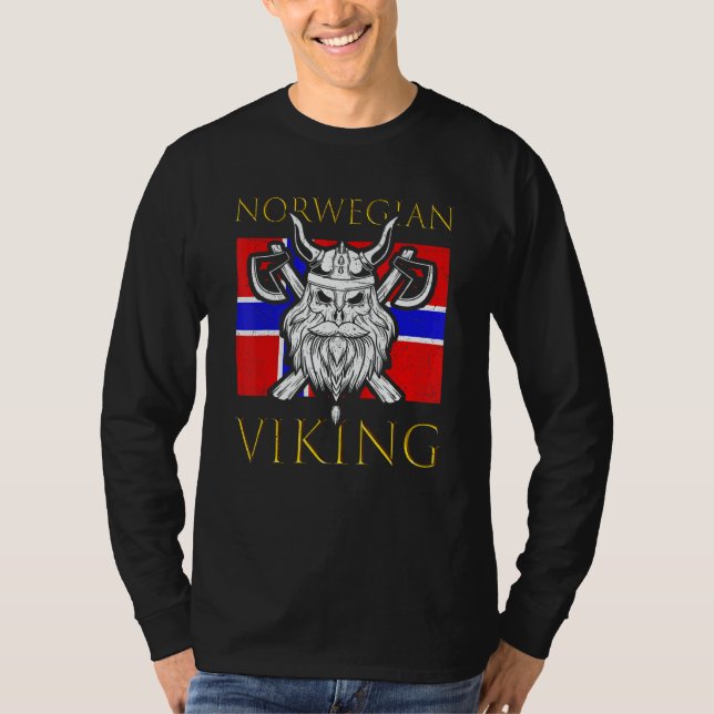 Camiseta Norwegian Viking Scandinavia Norwegian Flag Proud  (Frente)