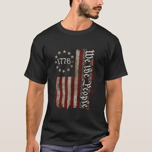 Camiseta Nós, A História Pessoas Americana 1776 Independênc (Frente)