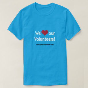 Camiseta Nós amamos nossos voluntários com coração verm