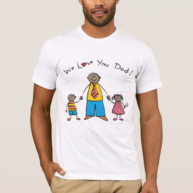 Camiseta Nós Amo-Te Pai Cartoon Family Feliz Dia de os pais (Frente)