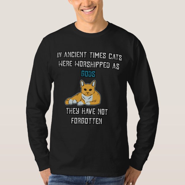 Camiseta Nos Antigos Tempos Os Gatos Eram Adorados Como Deu (Frente)
