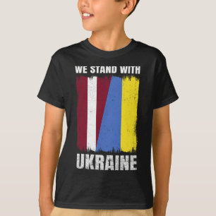 Camiseta Nós Apoiamos a Amizade Letã Ucraniana