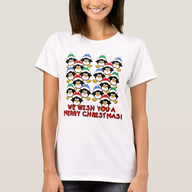 CAMISETA NÓS DESEJAMOS-LHE O FELIZ NATAL PINGUINS (Frente)