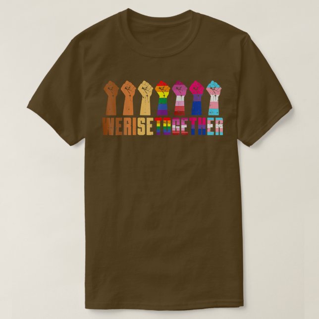 Camiseta Nós erguemos juntos o orgulho negro BLM LGBT (Frente do Design)