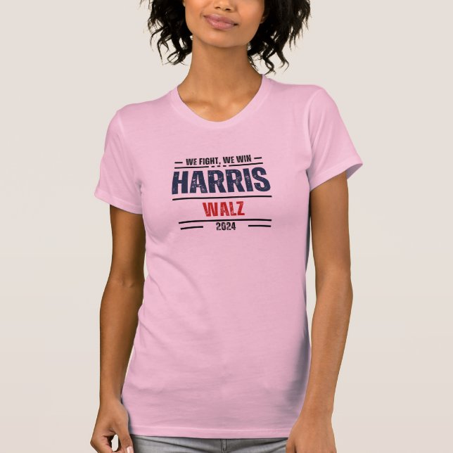 Camiseta Nós Lutamos Nós Ganhamos Harris Walz 2024 (Frente)
