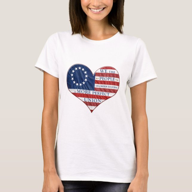 Camiseta Nós, o Pessoas American Flag Heart (Frente)
