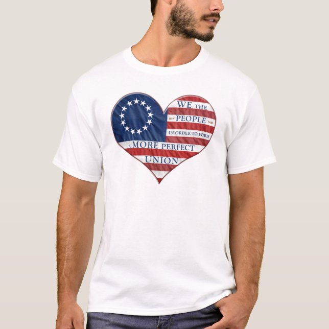 Camiseta Nós, o Pessoas American Flag Heart (Frente)