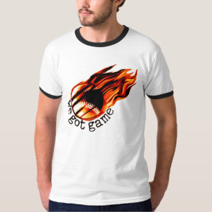 Camiseta Nós obtivemos o jogo com basebol flamejante