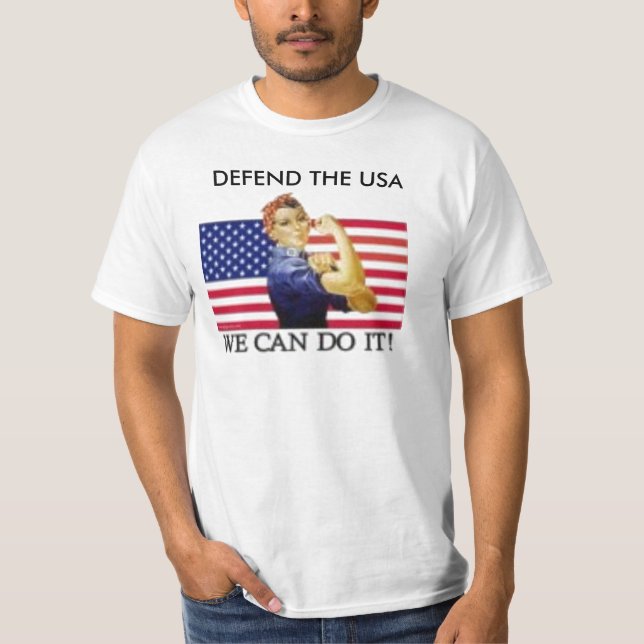 Camiseta nós podemos fazê-lo, DEFENDEMOS OS EUA (Frente)