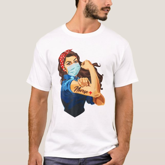 Camiseta Nós Podemos Fazer Isso Enfermeira Forte Bandana Re (Frente)