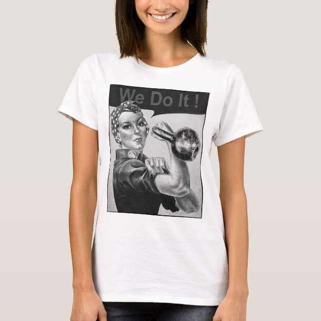 Camiseta Nós podemos fazer isso Kettlebell T-shirt B&W (Frente)