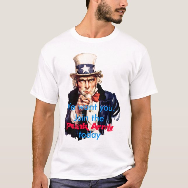 Camiseta Nós queremo-lo juntamo-nos ao exército do punk (Frente)