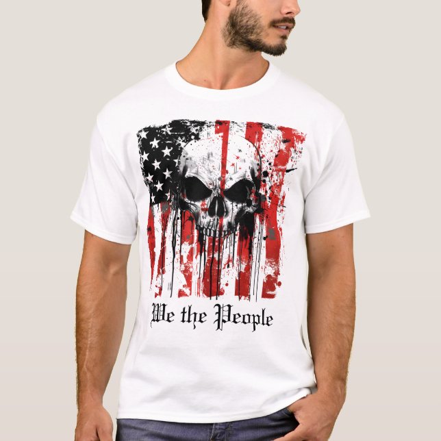 Camiseta Nós somos a bandeira americana do crânio das Pesso (Frente)