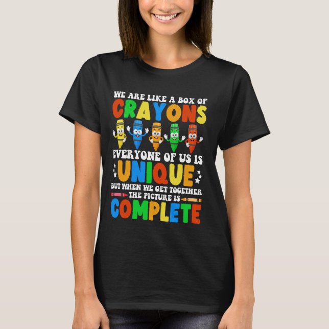 Camiseta Nós Somos Como Uma Caixa De Crayons De Volta À Eng (Frente)