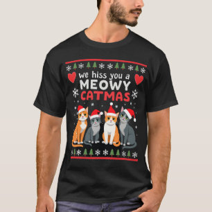Camiseta Nós te Assobiamos um Gato Feliz Natal Funny Cat Ch