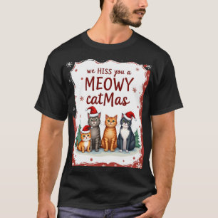 Camiseta Nós te Assobiamos um Gato Feliz Natal Gato Engraça