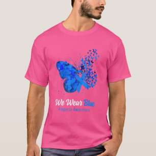 Camiseta Nós Usamos Azul Borboleta de Conscientização da Al