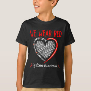 Camiseta Nós Vestimos a Dislexia Vermelha Sensibilização Mê