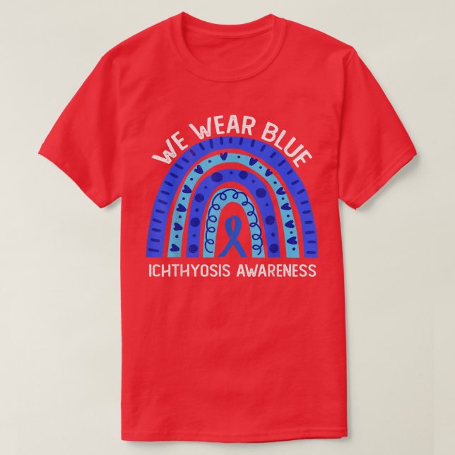 Camiseta Nós Vestimos Azul Para A Consciência Da Ictiose (Frente do Design)