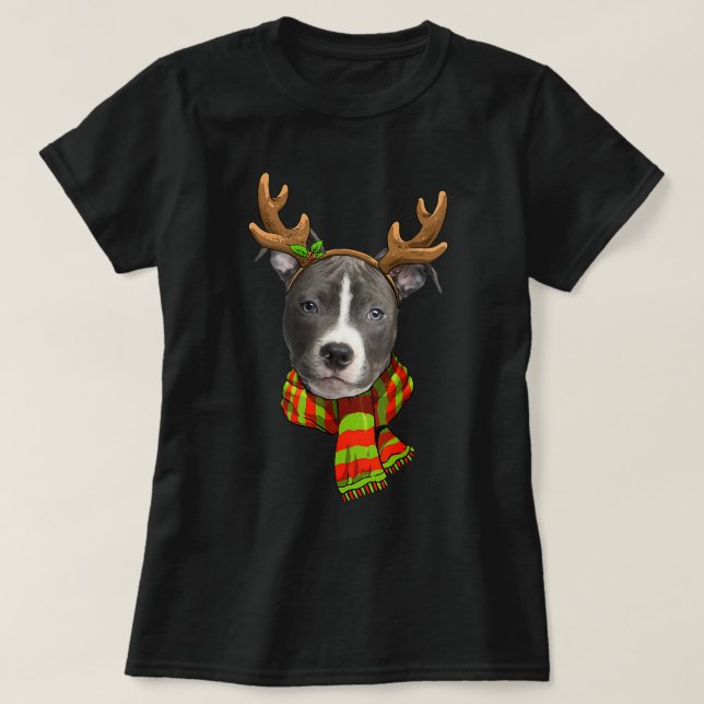 Camiseta Nose Azul Cachorro Xmissa Reindet de Natal Lig (Frente do Design)