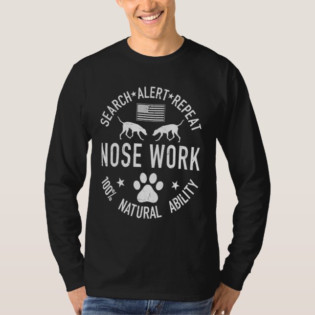 Camiseta Nose Work Dog Sport Training Alert Repetir S (Frente)