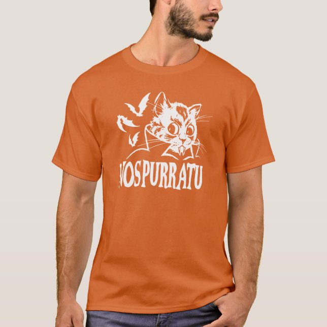 Camiseta NosPURRatu Kitty with fangs Vampire Cat and flying (Frente)