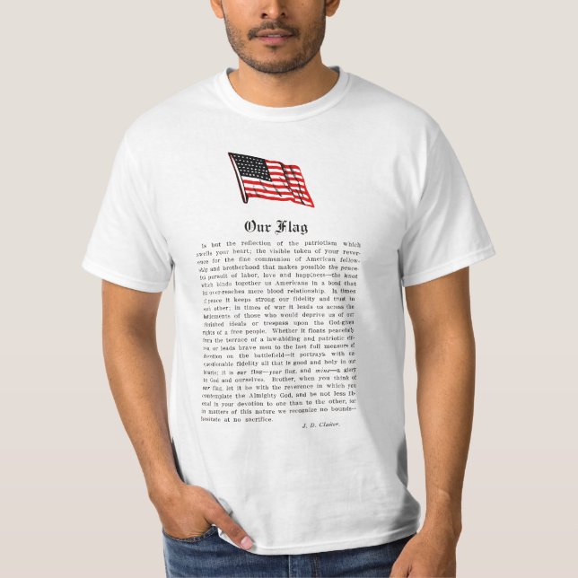 Camiseta Nossa bandeira EUA Americana Patriotismo Palavras  (Frente)