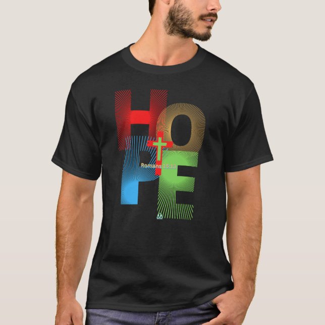 Camiseta NOSSA ESPERANÇA ESTÁ EM JESUS Romanos 15:13 Design (Frente)