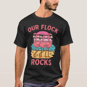 Camiseta Nossa Manada é Divertida Flamingo Família Correspo
