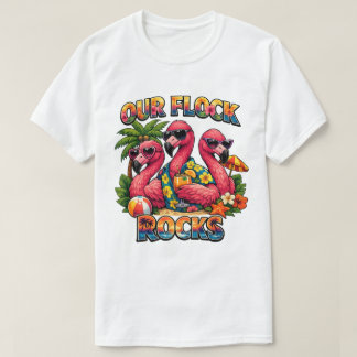 Camiseta Nossa Manada é Incrível Flamingo Tropical Engraçad