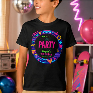 Camiseta nossa pequena festa de aniversário Retro Neon dos